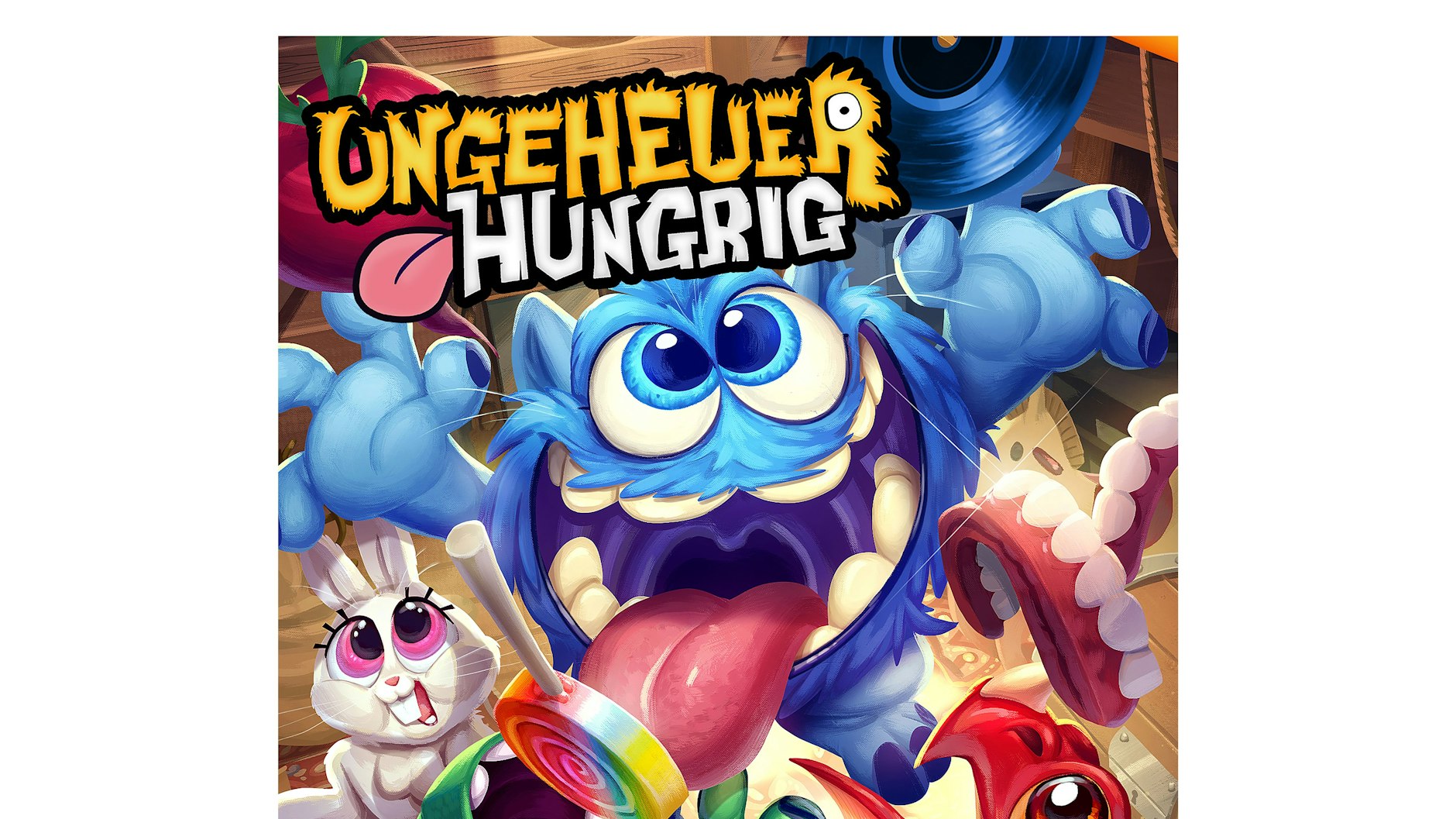 „Ungeheuer Hungrig“ ist ein kooperatives Spiel, welches eine App mit einem Brett-/Kartenspiel auf charmante Weise vermischt.&nbsp;