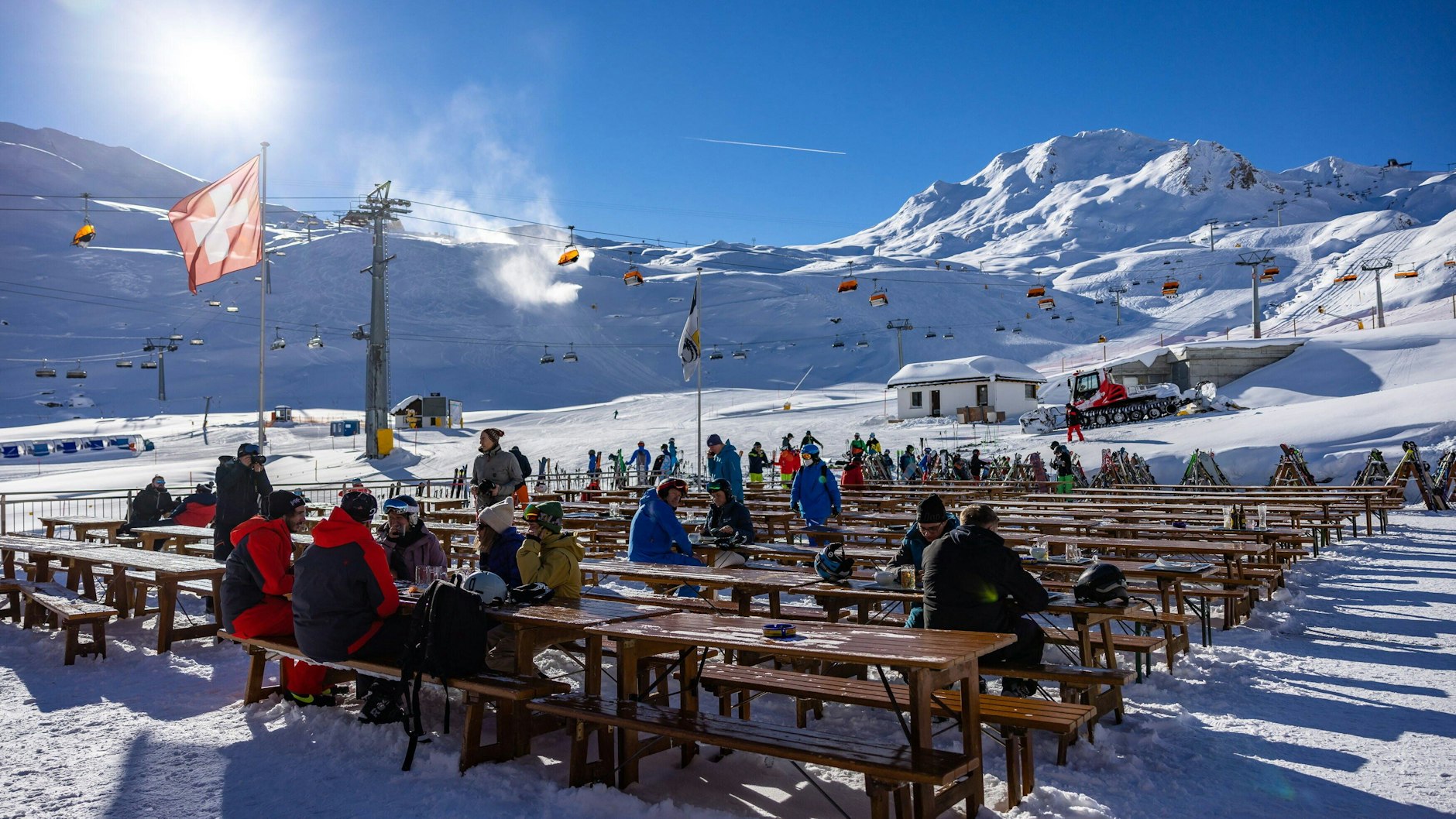 Das Restaurant La Marmotte auf der Alp Trida im Schweizer Samnaun