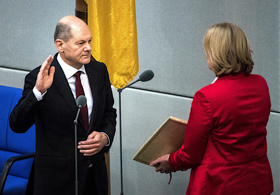 Olaf Scholz bei seiner Vereidigung am Mittwoch