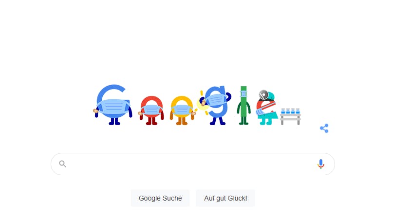 Die „geimpften“ Buchstaben, die derzeit das Google-Logo auf der Startseite der Suchmaschine bilden.