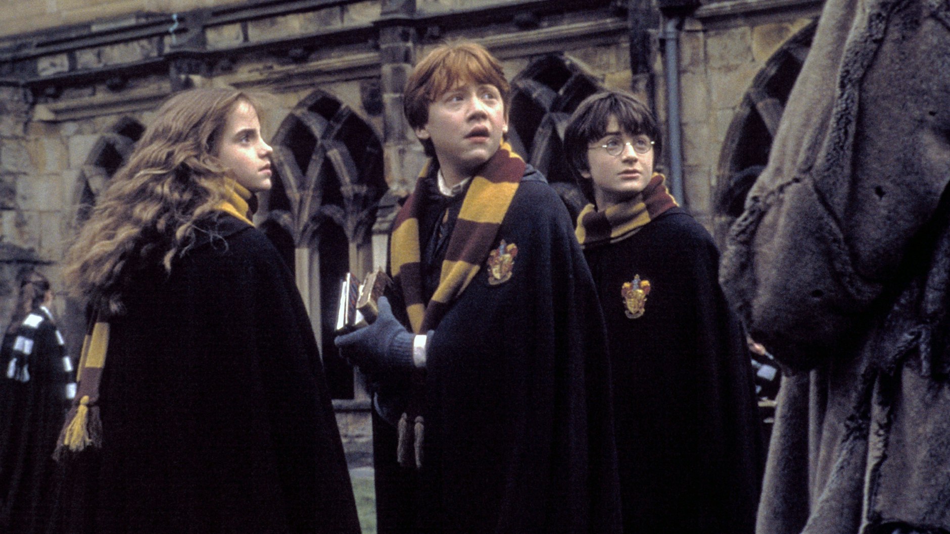 Rupert Grint (Ron Weasley), Hermine Granger (Emma Watson) und Daniel Radcliffe (Harry Potter) wurden durch ihre Rollen in den Harry Potter-Filmen bekannt.