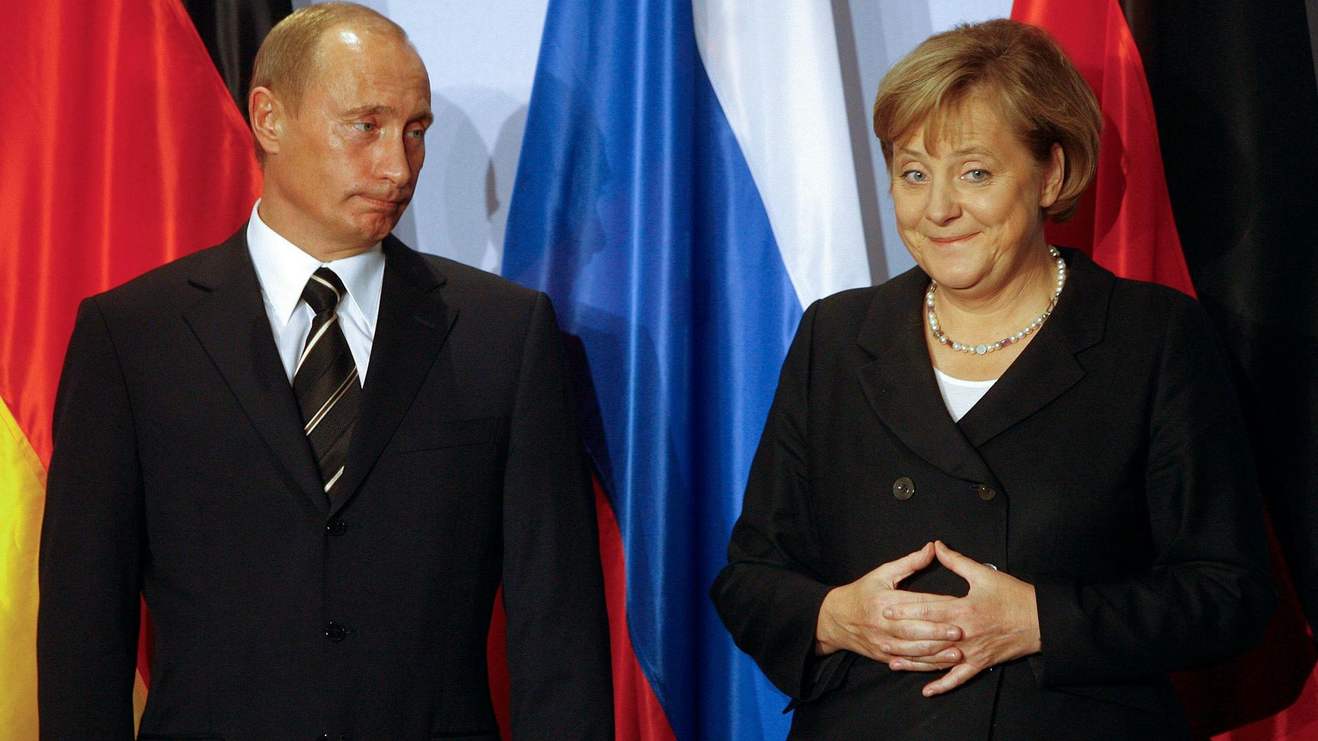 Merkel und Putin 2006 in Dresden. 