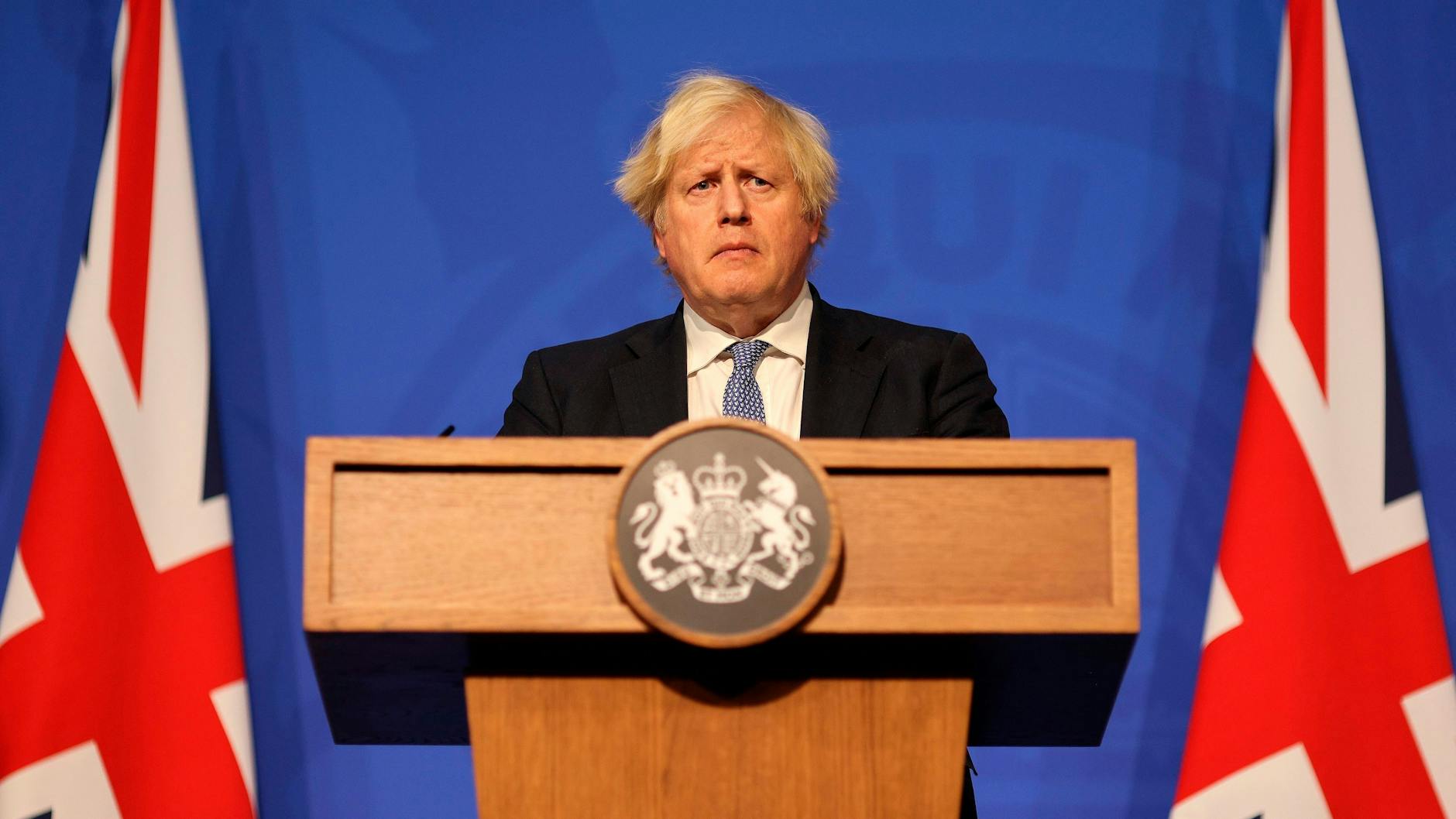 Boris Johnson bei der Ankündigung schärferer Corona-Maßnahmen.
