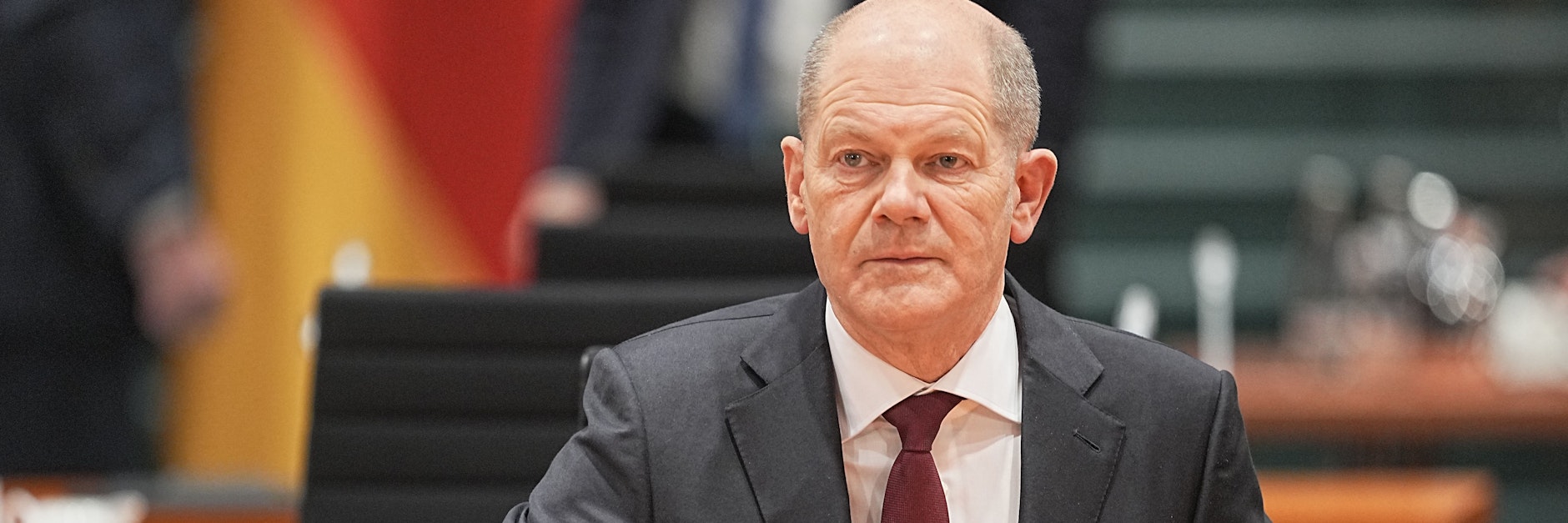 Bundeskanzler Olaf Scholz (SPD) am Mittwoch bei der konstituierenden Kabinettssitzung im Bundeskanzleramt.