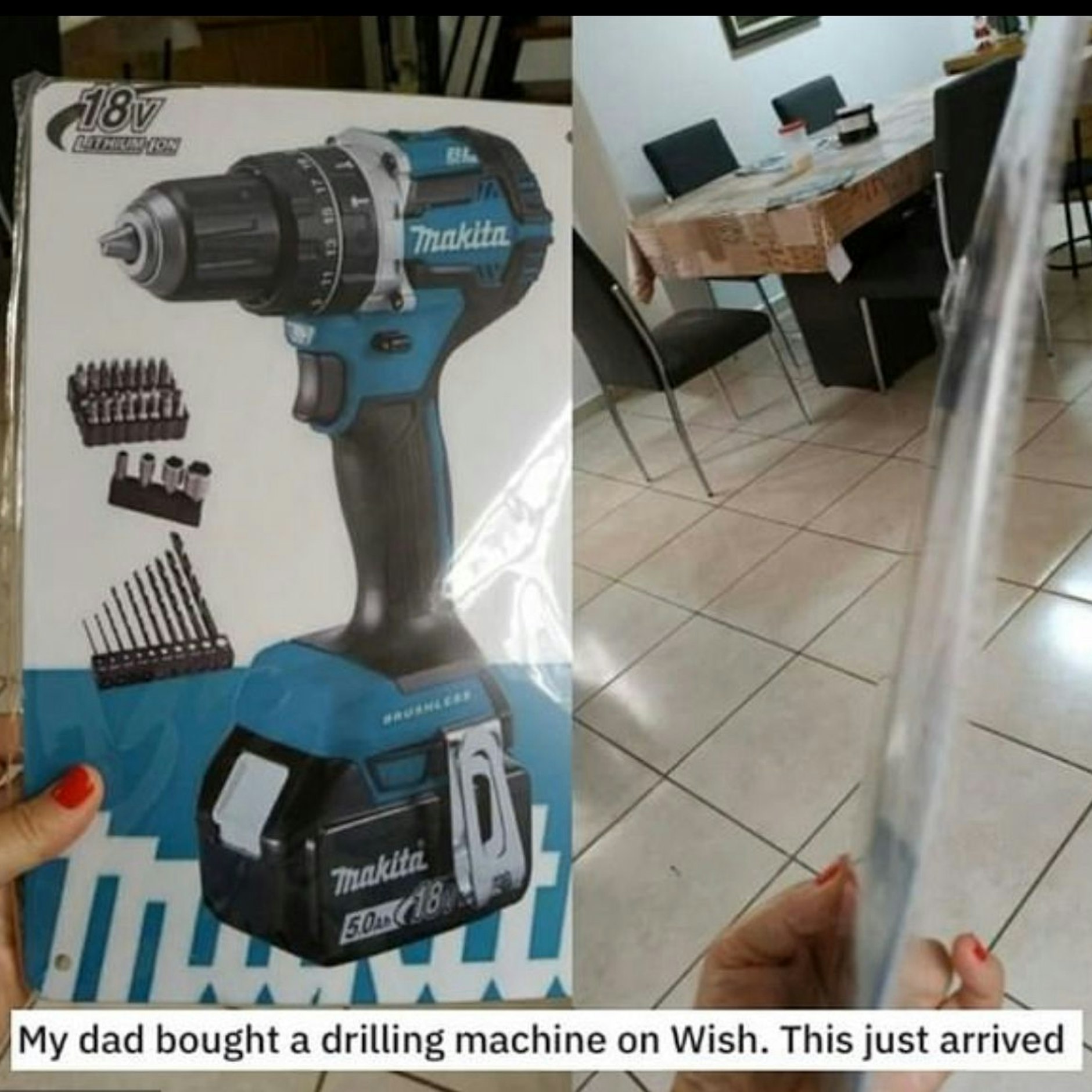 Anstatt einer Bohrmaschine wurde nur ein Foto geliefert.