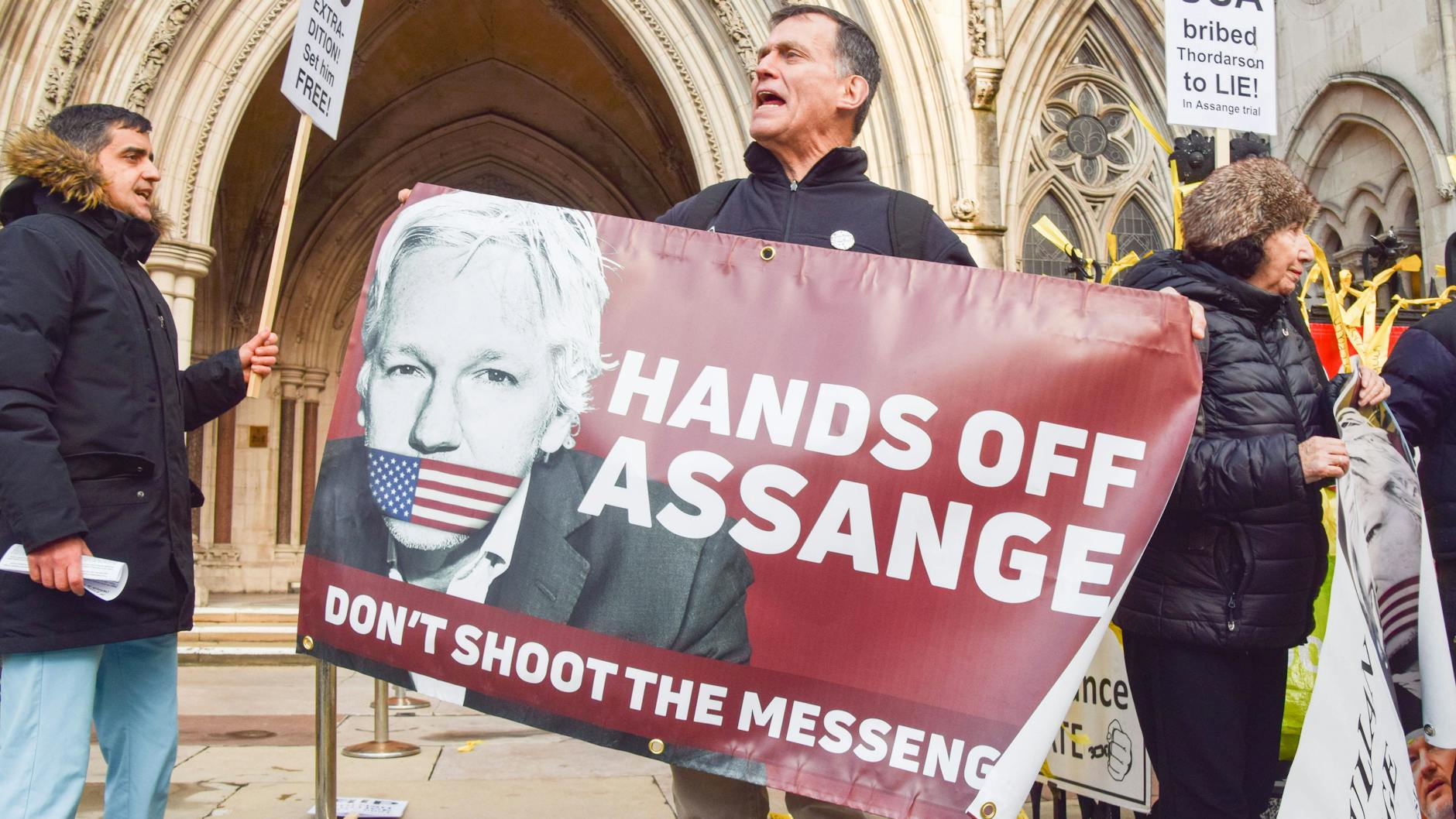 Demonstration für Assange in London. 