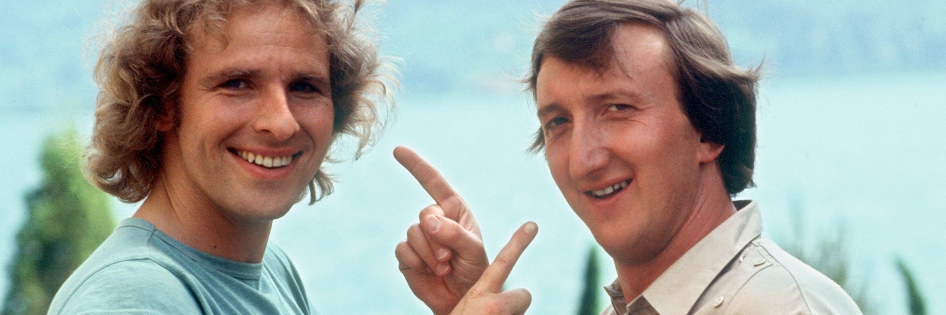 Mike Krüger (rechts) mit Thomas Gottschalk im Jahr 1983. Die beiden feierten mit ihren „Supernasen“-Filme Erfolg.