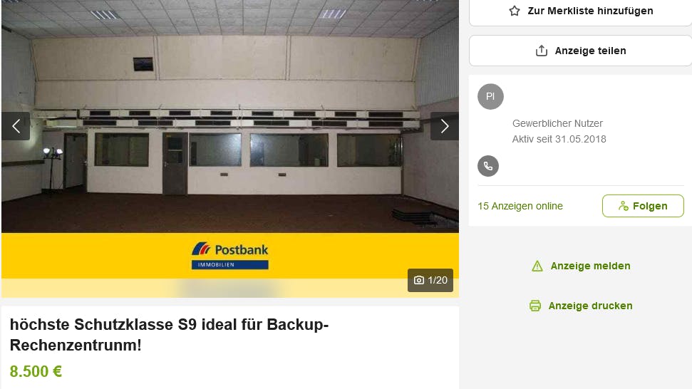 Drei Stockwerke geht der Bunker in die Tiefe – oben drauf gibt's eine Dachgeschosswohnung.