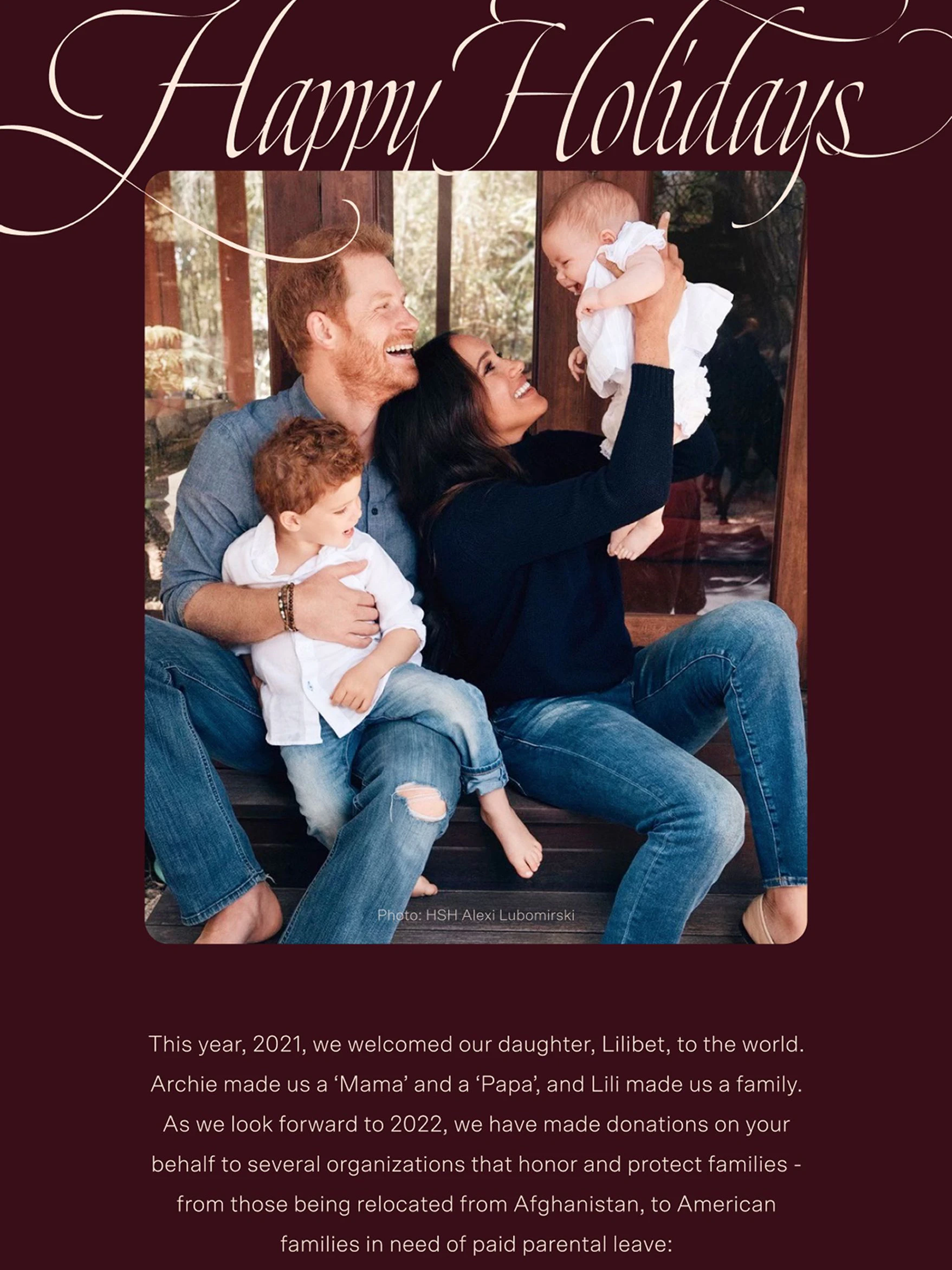 Dieses von der Archewell Foundation herausgegebenes Foto zeigt die digitale Weihnachtskarte von Prinz Harry und Herzogin Meghan.&nbsp;