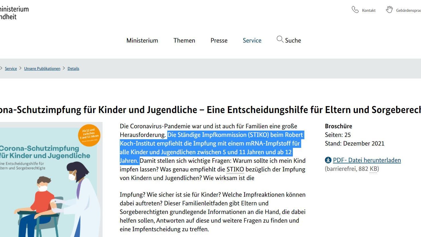 „Möglicherweise etwas ungenau“: So gibt das Gesundheitsministerium die Stiko-Empfehlung wieder.