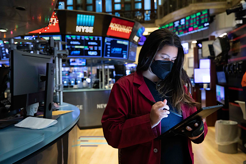 Eine Händlerin an der New Yorker Börse.