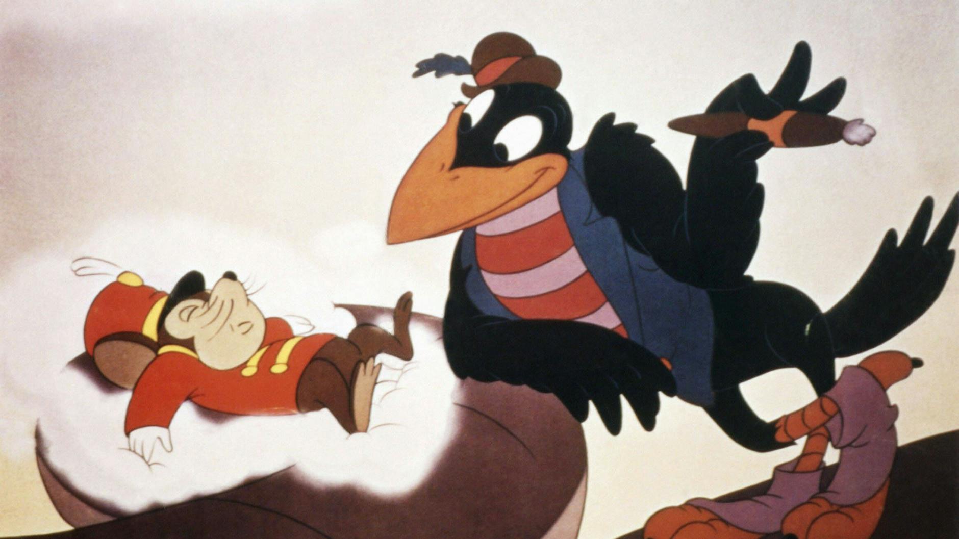 Eine Szene aus dem Film „Dumbo“ von 1941. Die Darstellung des Raben soll rassistische Stereotype bedienen, heißt es jetzt bei Disney Plus. Der Film ist deshalb nicht mehr im Kinderprogramm. 
