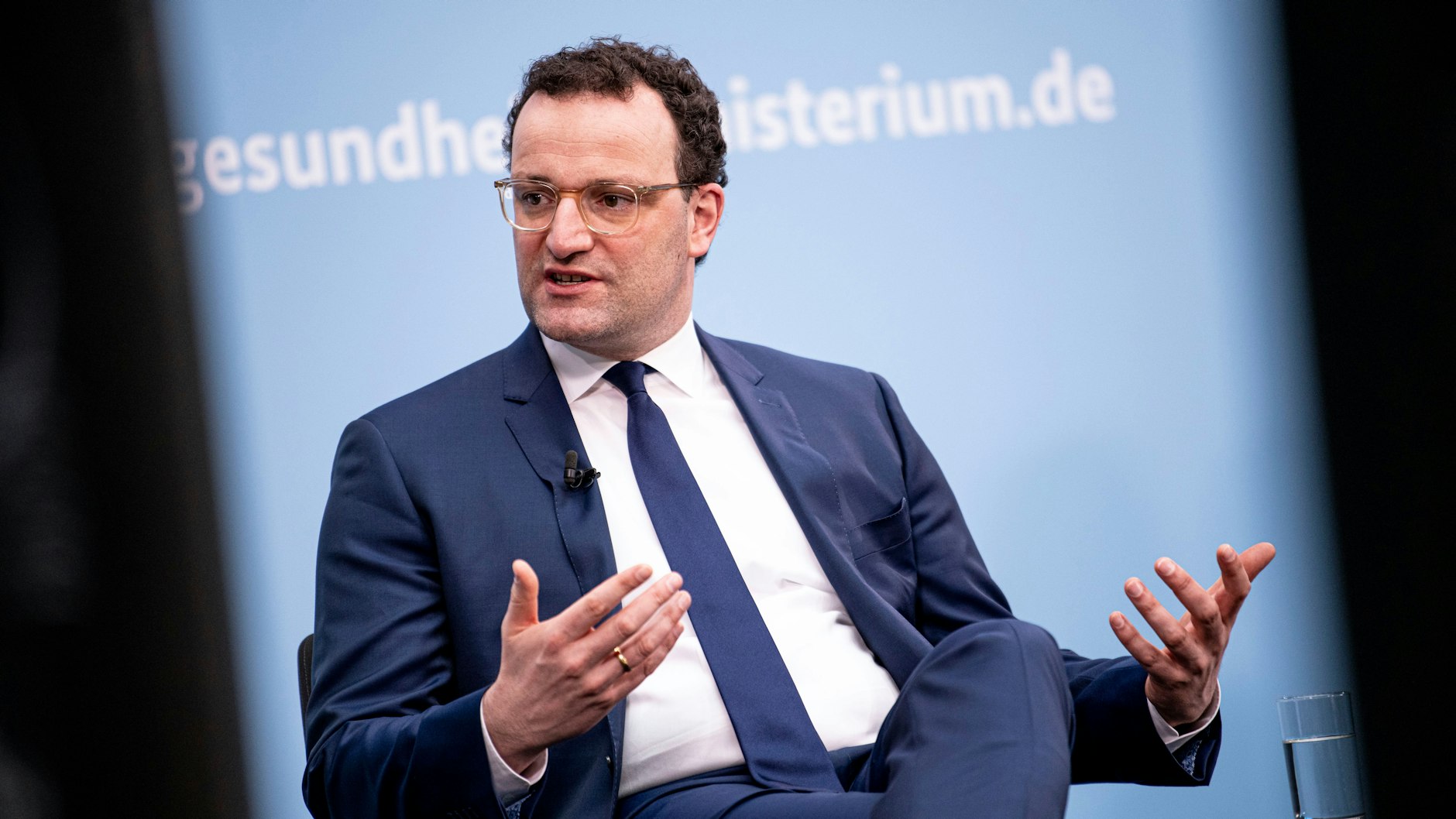 Minister Jens Spahn (CDU) am Sonnabend bei der Online-Veranstaltung im Gesundheitsministerium.