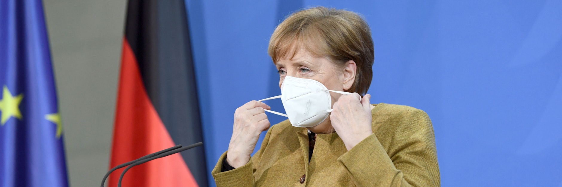 Bundeskanzlerin Angela Merkel mit einer FFP2-Maske.