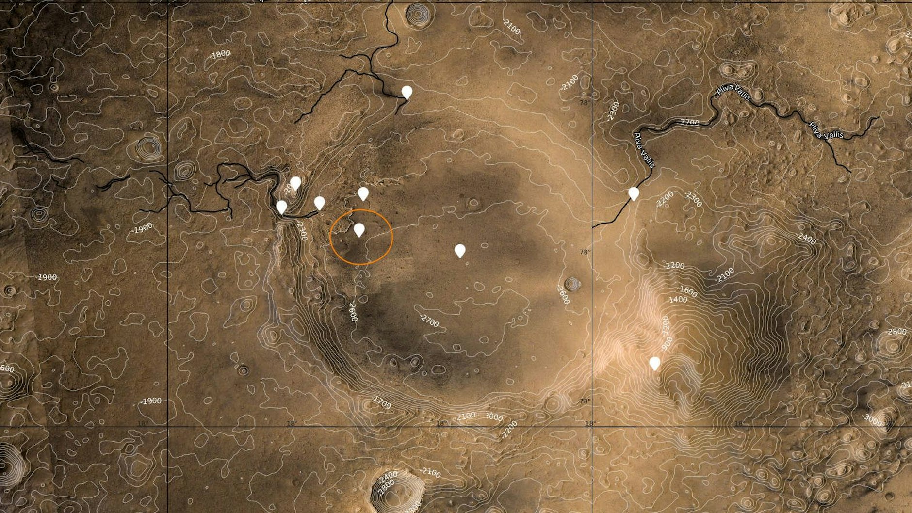 <br><br>Mit der Karte der FU Berlin kann man den Landeplatz des Mars-Rovers „Perseverance“ im Jezero-Krater erkunden.<br>