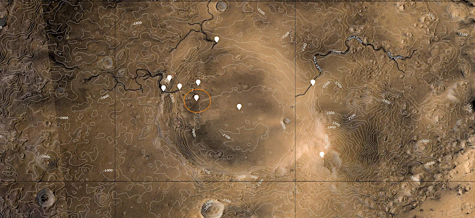 <br><br>Mit der Karte der FU Berlin kann man den Landeplatz des Mars-Rovers „Perseverance“ im Jezero-Krater erkunden.<br>