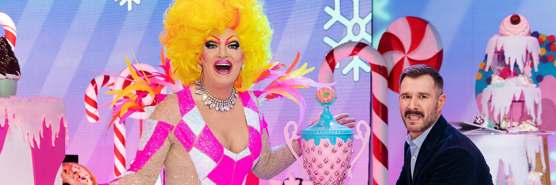 Schrilles Duo: Olivia Jones und Jochen Schropp moderieren die „Festspiele der Reality Stars“.