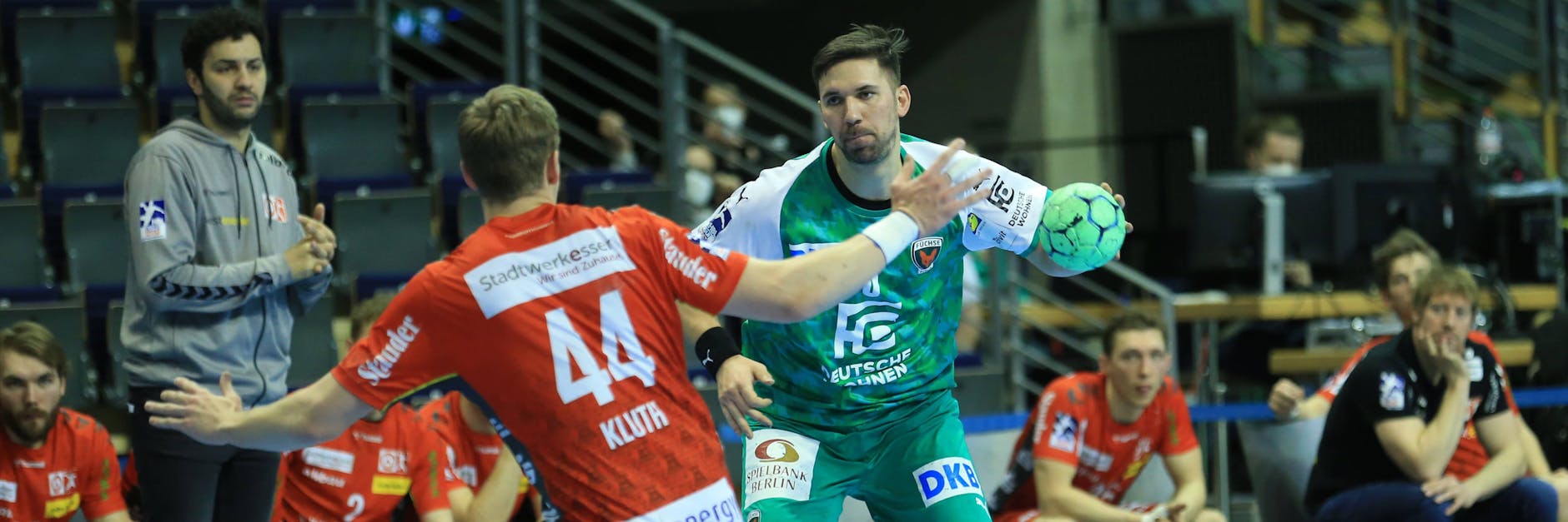 Fuchs Fabian Wiede (r.) hat gegen Essen den meisten Tor-Hunger, trifft siebenmal.