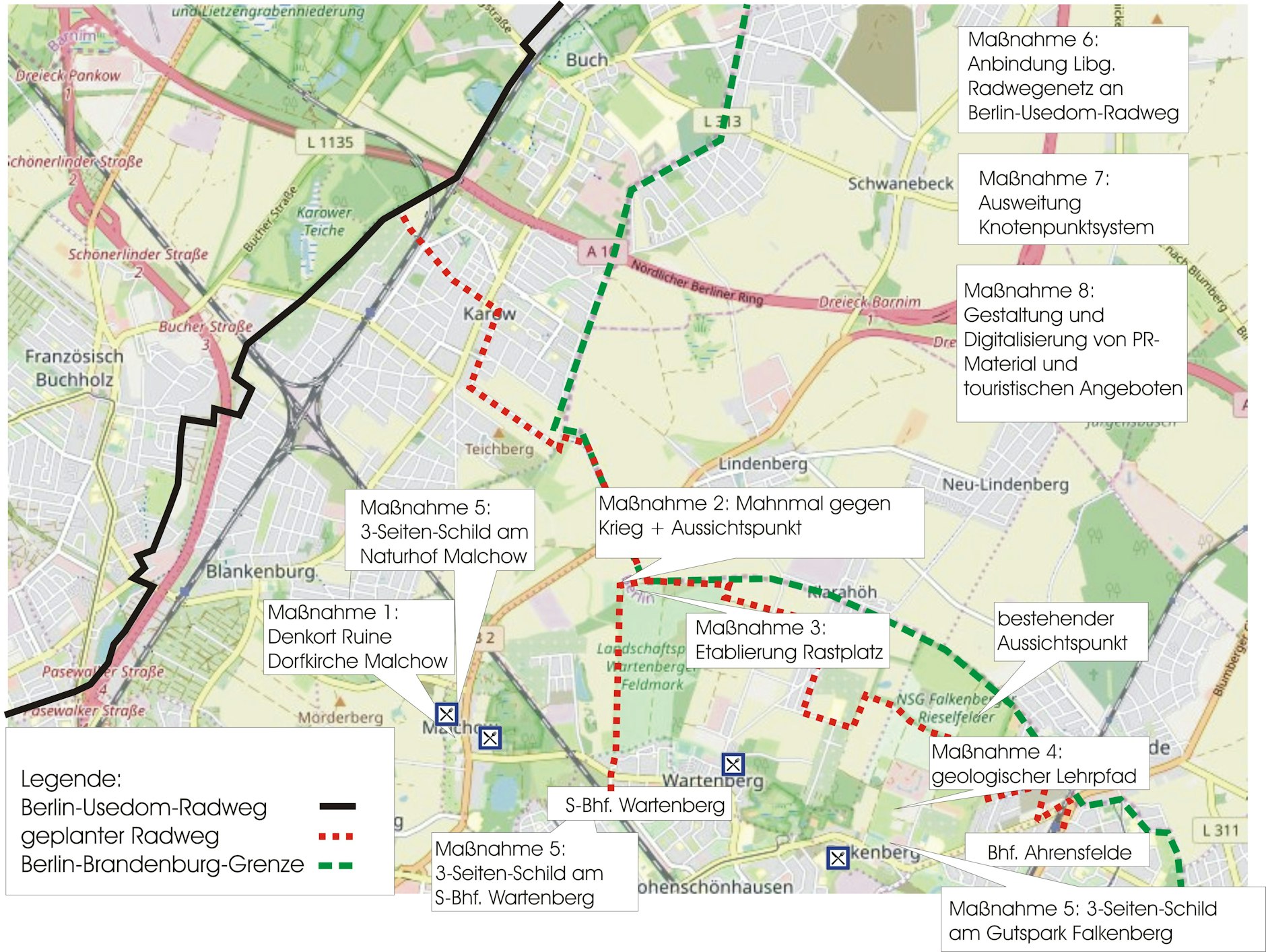 Die Karte des Gebiets, das für den Tourismus erschlossen werden soll.