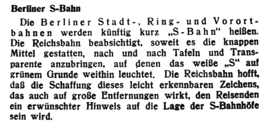 The public announcement on the naming of the S-Bahn.