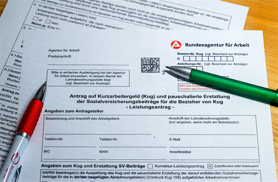 Antragsformular für Kurzarbeitergeld (Symbolbild).