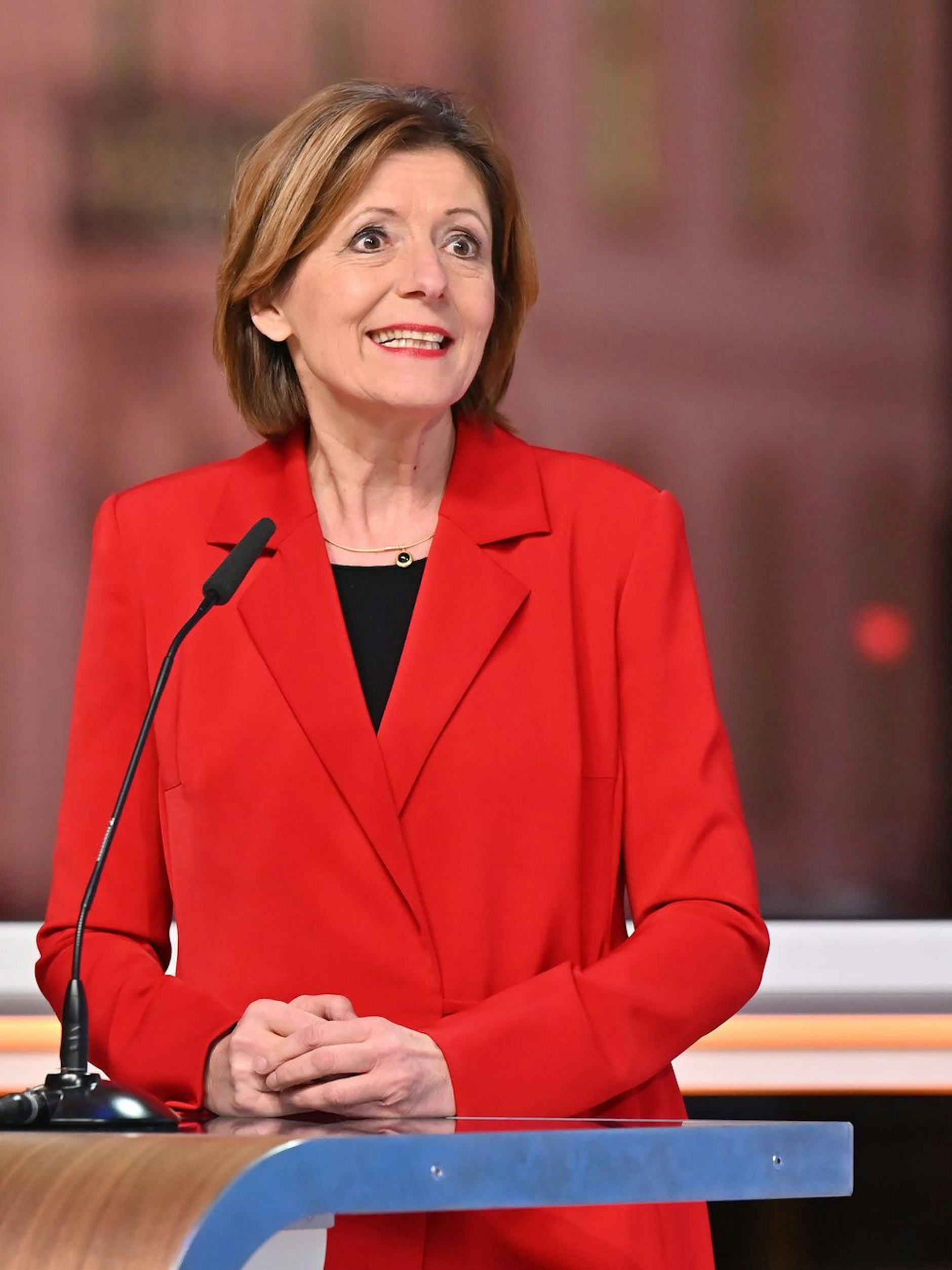 Malu Dreyer, Ministerpräsidentin von Rheinland-Pfalz präsentierte sich im ZDF-Wahlstudio als strahlende Siegerin.