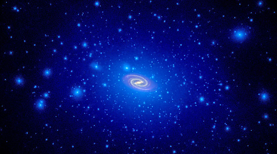 Im frühen Universum bildeten sich sogenannte Dunkle-Materie-Halos. Sie wirkten wie Schwerkraftfallen und saugten die normalen Gasteilchen an. Diese sammelten sich wie Murmeln in einer Mulde und verdichteten sich zu den ersten Sternen und Galaxien.
