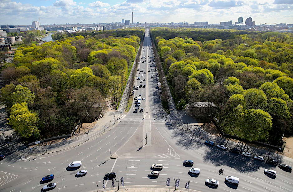 Blick von der Berliner Siegessäule auf den Tiergarten.&nbsp;