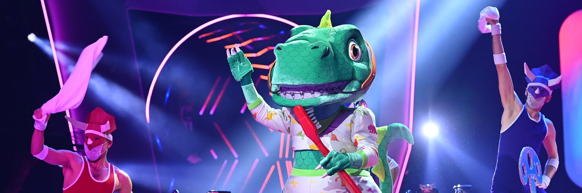 Der Dinosaurier bei „The Masked Singer“.
