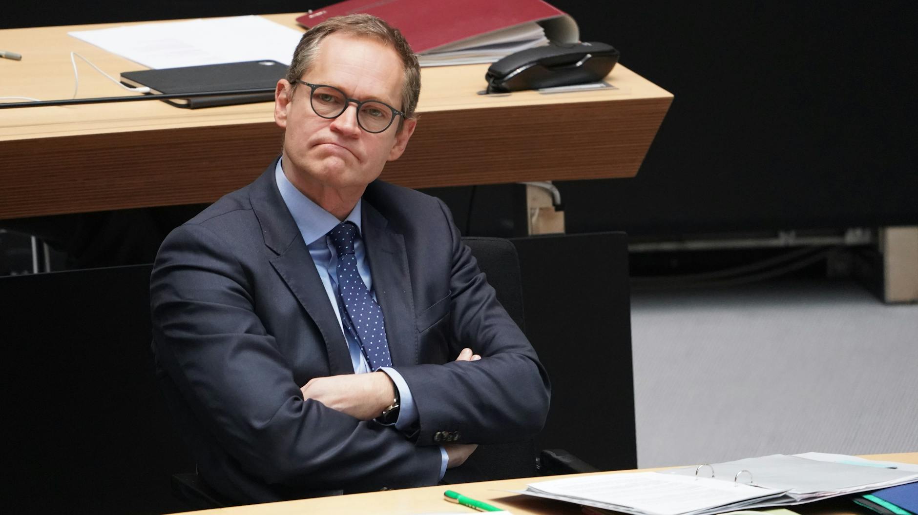 Michael Müller (SPD), Regierender Bürgermeister, während der letzten Abgeordnetenhaussitzung.