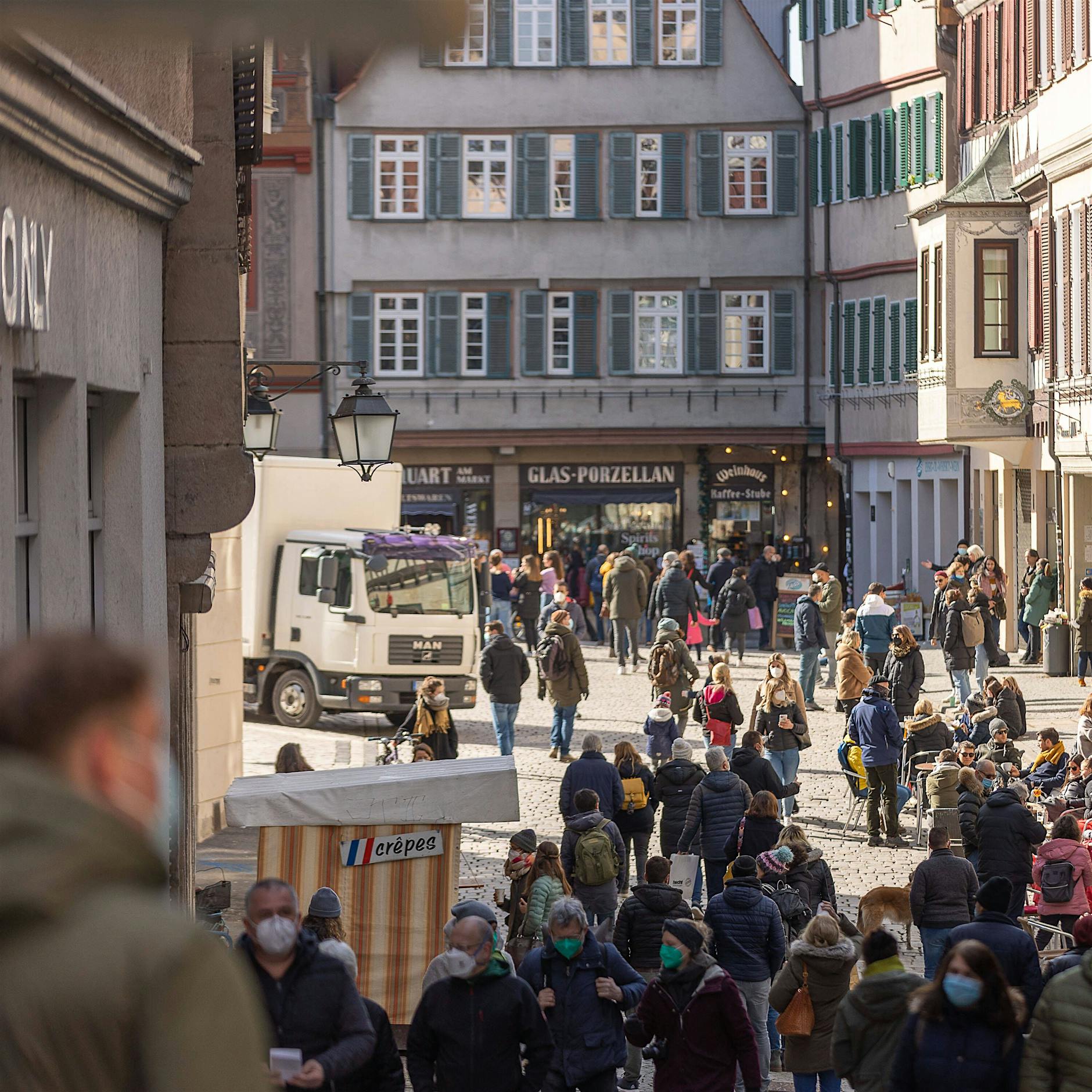 Lockdown-Pause in Tübingen - mit Corona-Schnelltest als Eintrittskarte