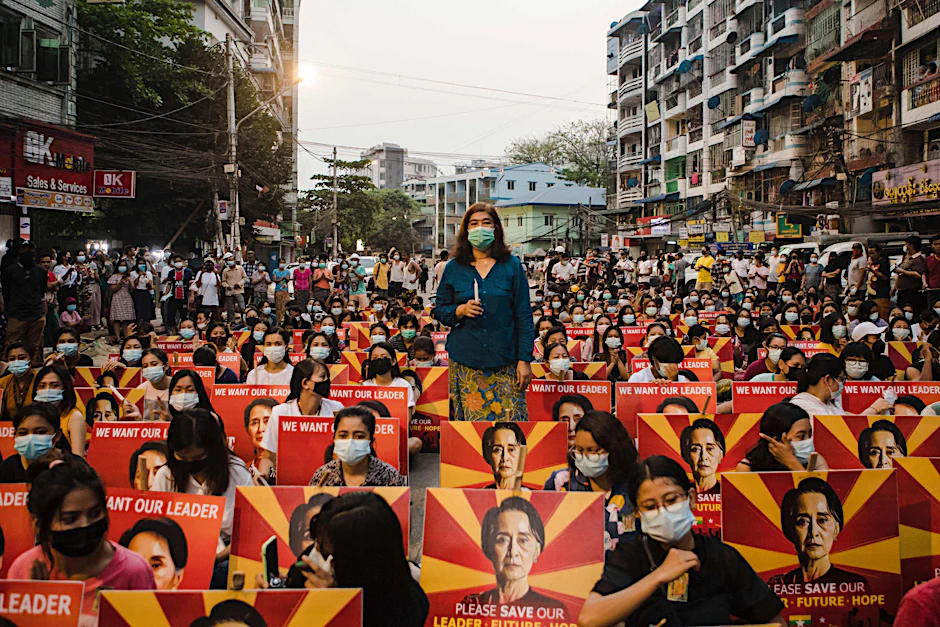 Demonstranten in Myanmar.