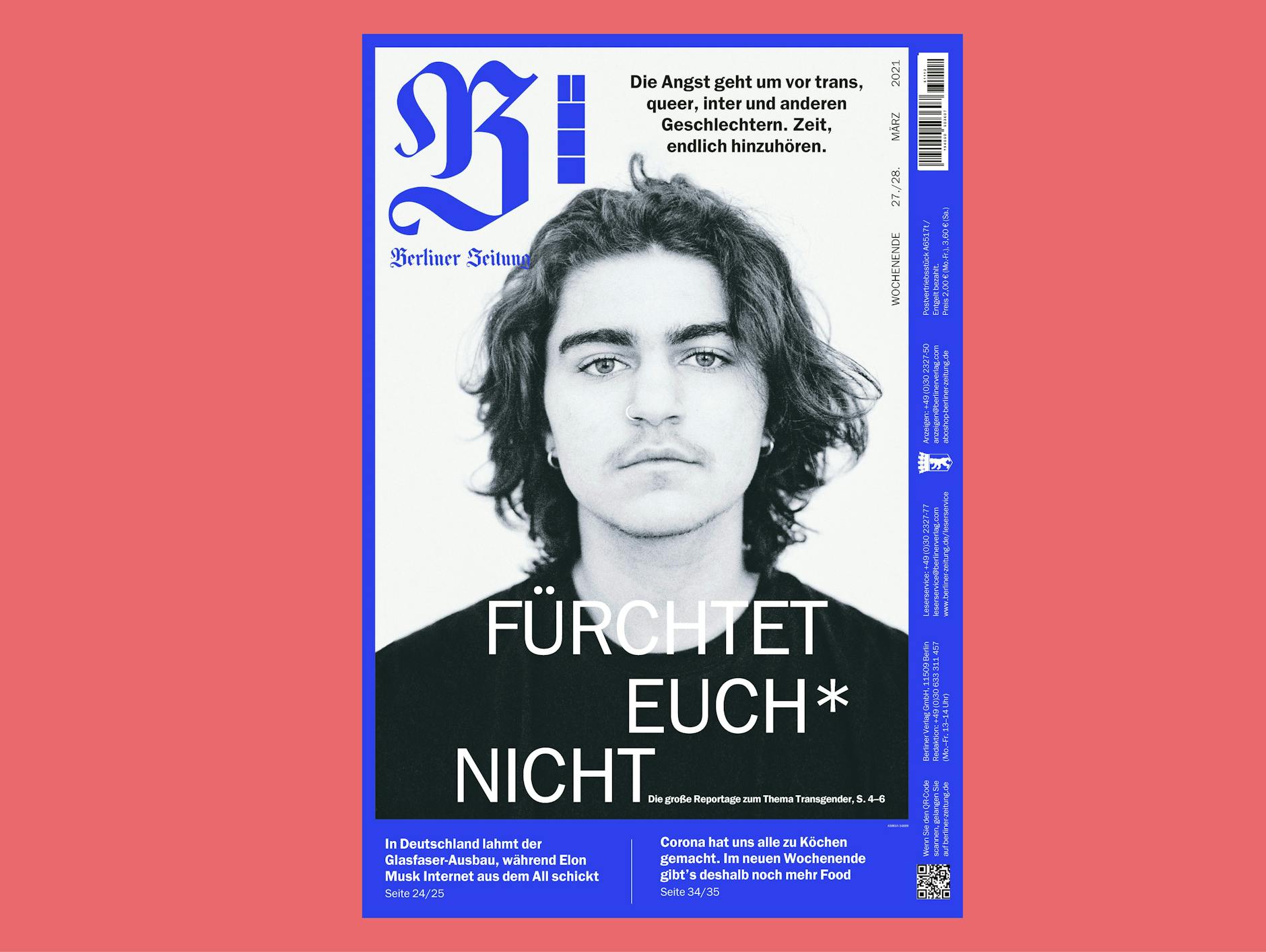 Das Cover der Wochenendausgabe der Berliner Zeitung vom 27. März 2021