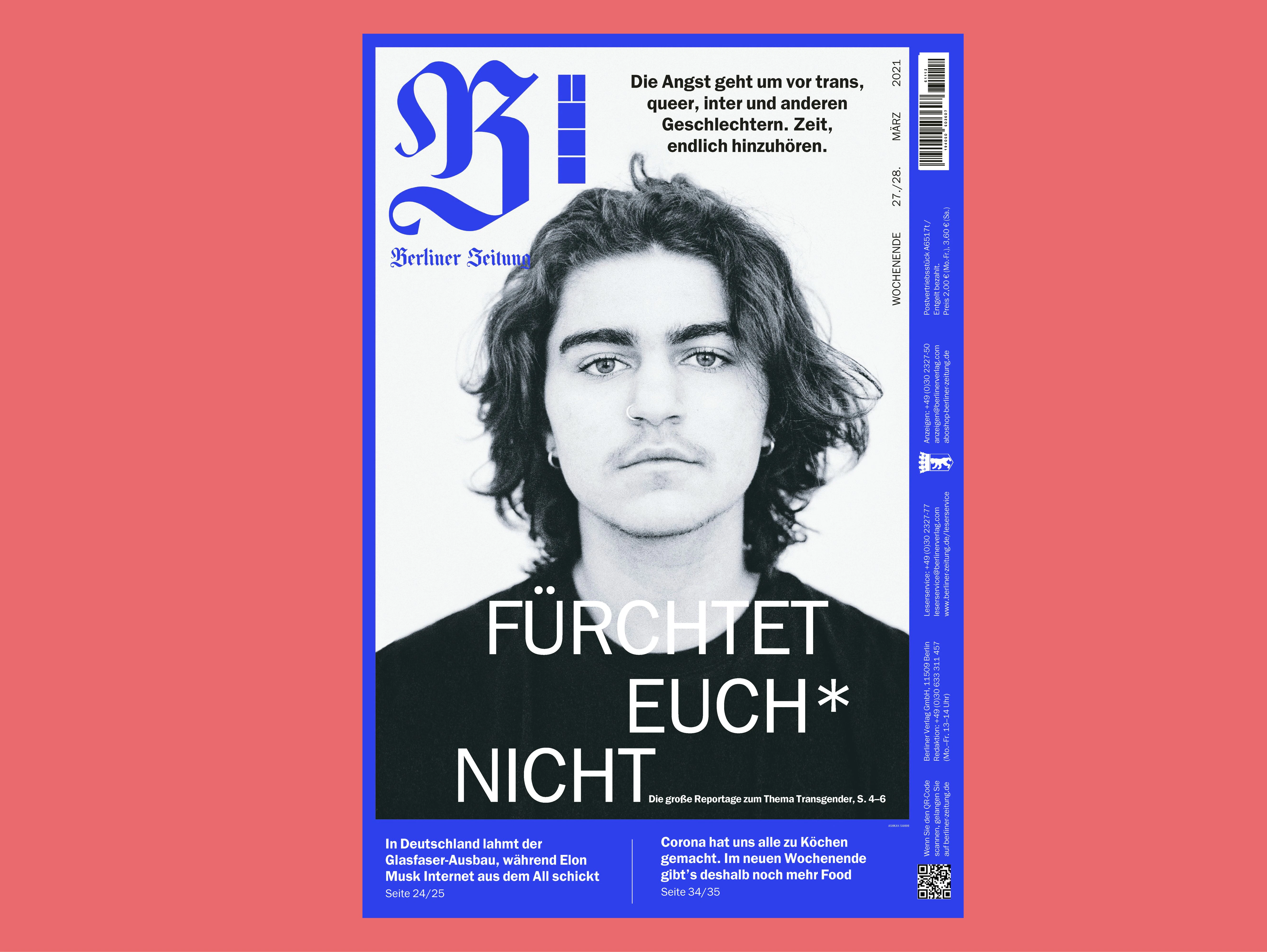Das Cover der Wochenendausgabe der Berliner Zeitung vom 27. März 2021