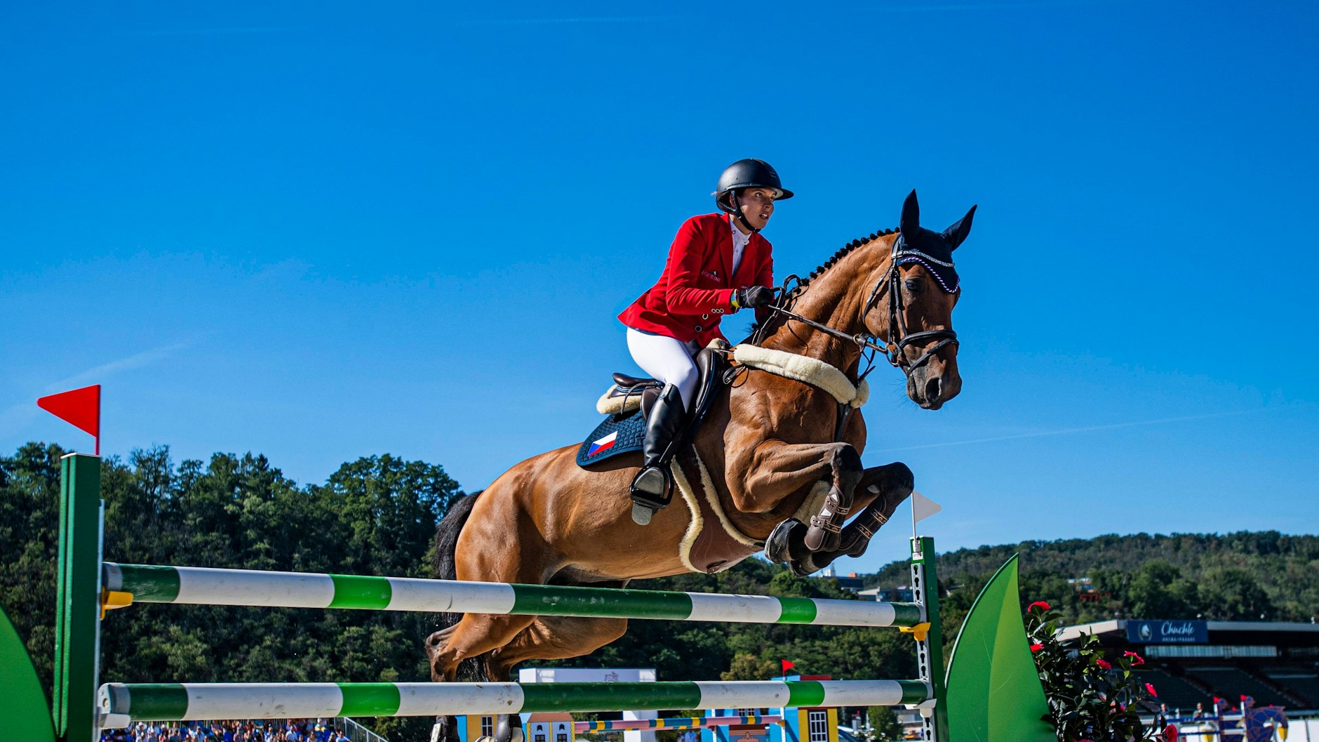 Kellners Tochter Anna bei einem Reitturnier.