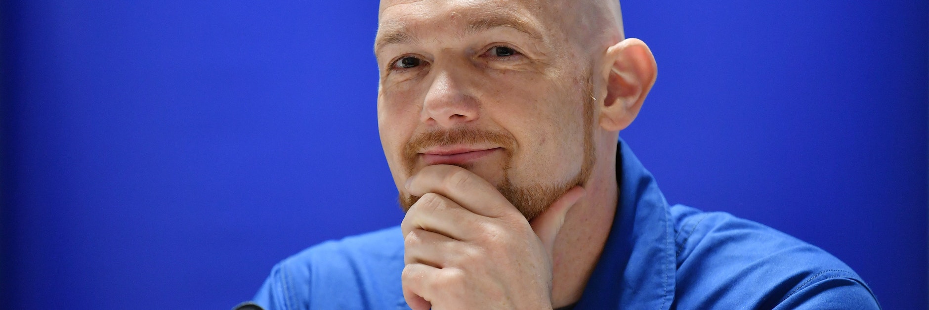 Alexander Gerst, ESA-Astronaut, bei Pressekonferenz. (Archivbild)
