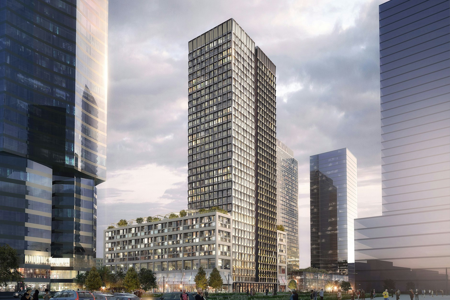 Die Zukunftsvision für den Alexanderplatz in Mitte. Mehrere Hochhäuser entstehen– in der Mitte die 130 Meter hohen Zwillingstürme der Covivio. Davor verläuft der Tunnel der Linie U2.