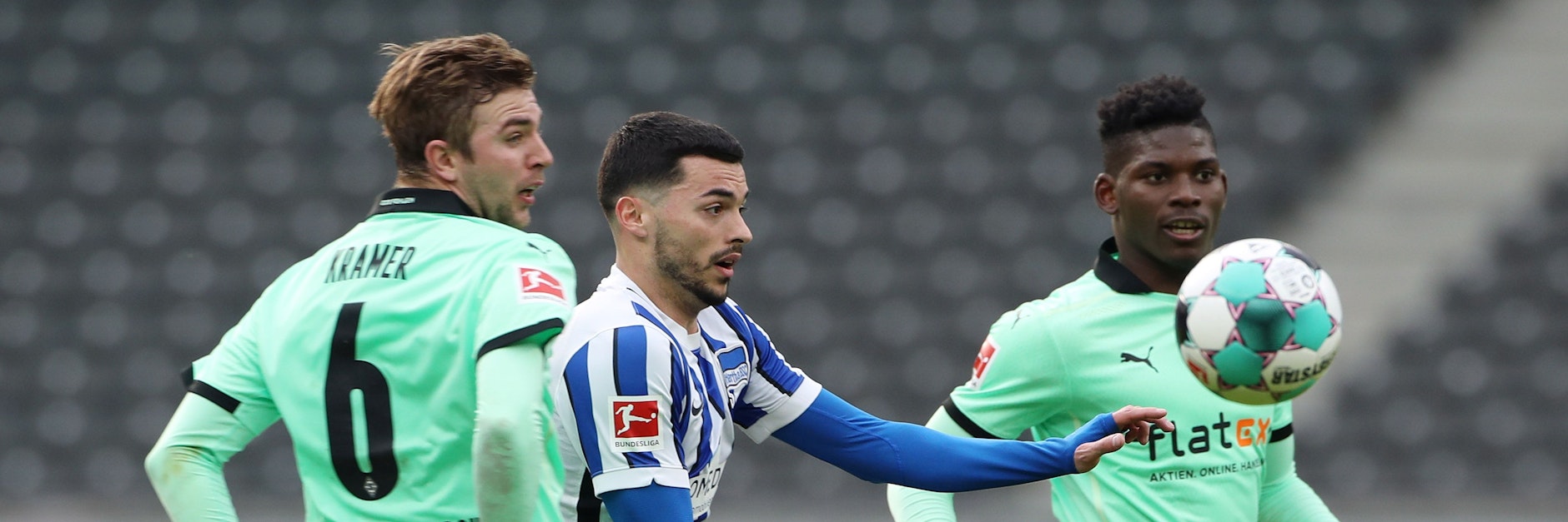 Beschäftigte beim 2:2 gegen Mönchengladbach gleich mehrmals zwei Gegenspieler: Herthas Flügelflitzer Nemanja Radonjic.&nbsp;