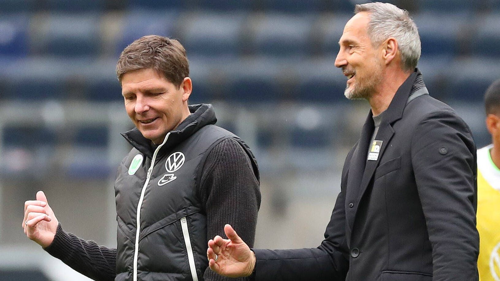 Fast synchron auf Erfolgskurs: die österreichischen Bundesliga-Trainer Oliver Glasner vom VfL Wolfsburg (l.) und Adi Hütter von Eintracht Frankfurt.