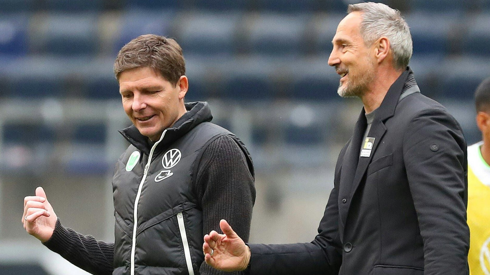 Fast synchron auf Erfolgskurs: die österreichischen Bundesliga-Trainer Oliver Glasner vom VfL Wolfsburg (l.) und Adi Hütter von Eintracht Frankfurt.
