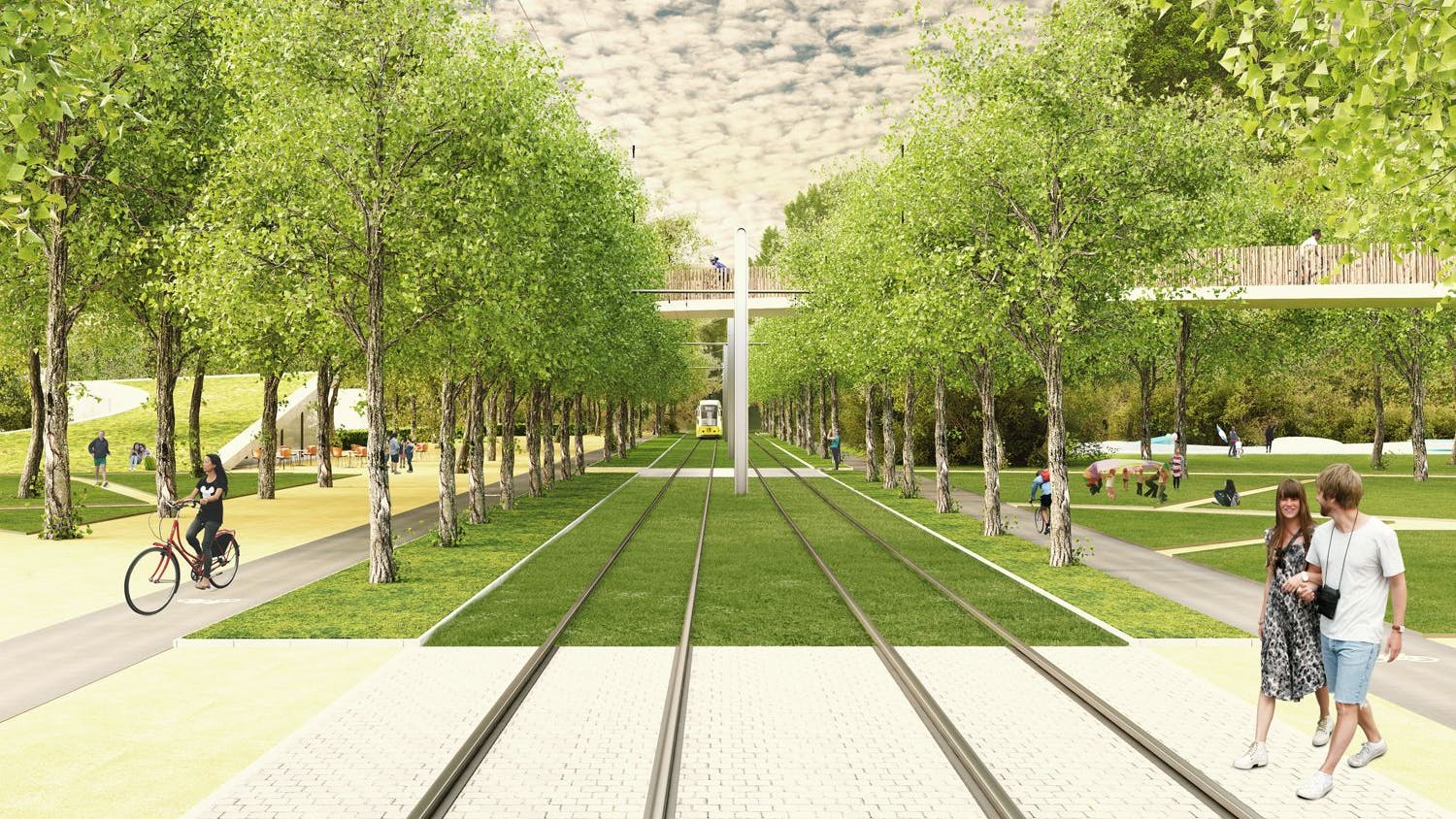 Auf dem Rasengleis durch den Görlitzer Park. So soll die Straßenbahnstrecke in diesem Bereich aussehen.