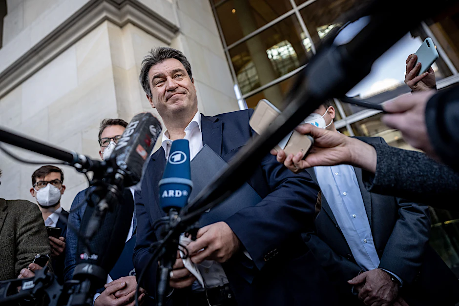 Macht er das Rennen? Markus Söder (CSU), Ministerpräsident von Bayern und CSU-Vorsitzender, nach der Sitzung der CDU/CSU Fraktion im Bundestag.&nbsp;&nbsp;