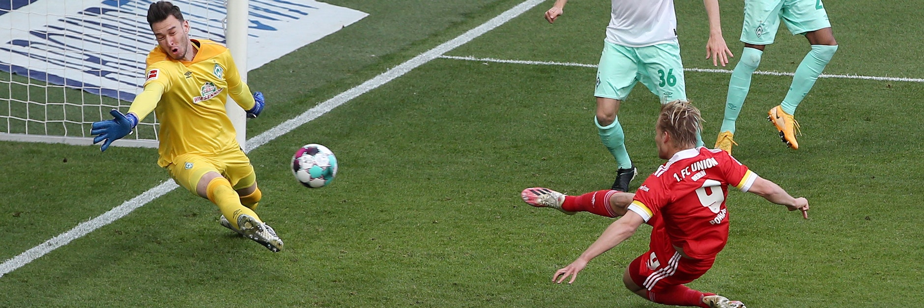 Der Türöffner: Joel Pohjanpalo staubt zum 1:0 für die Eisernern ab.&nbsp;<br>