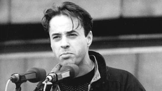 Jan Josef Liefers hält eine Rede am 4. November 1989 in Ost-Berlin.