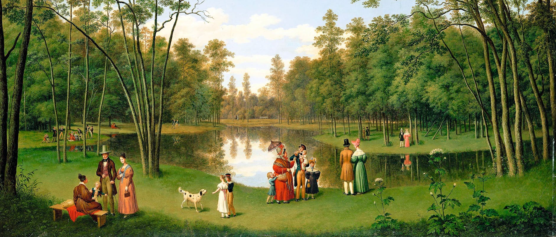 Zu zweit oder mit der Familie in den Tiergarten gehen – vor 200 Jahren gehört das für Berliner zum Wochenende. Dieses Landschaftsidyll malte Johann Heinrich Stürmer.