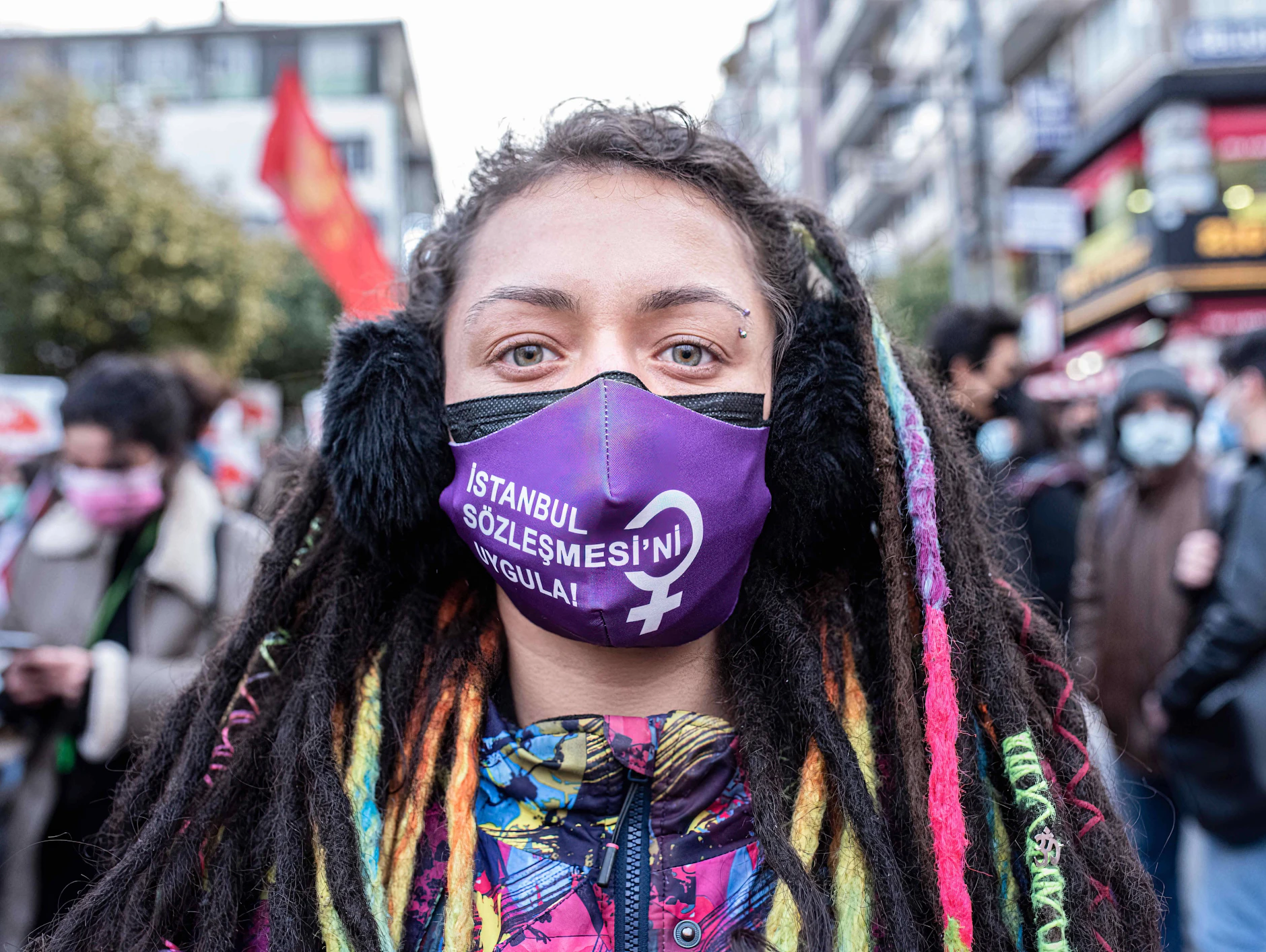 Istanbul, 26. März 2021: Protest gegen den Austritt der Türkei aus der Istanbul-Konvention.