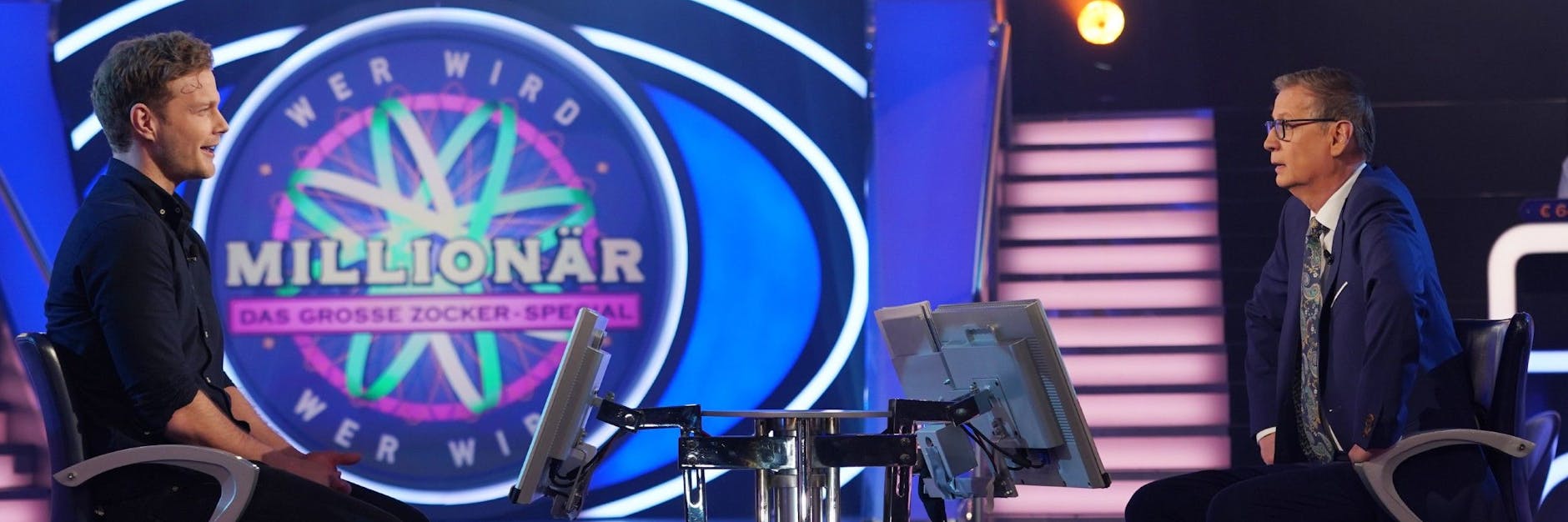 Kandidat Christian Stübinger und Moderator Günther Jauch bei „Wer wird Millionär“.