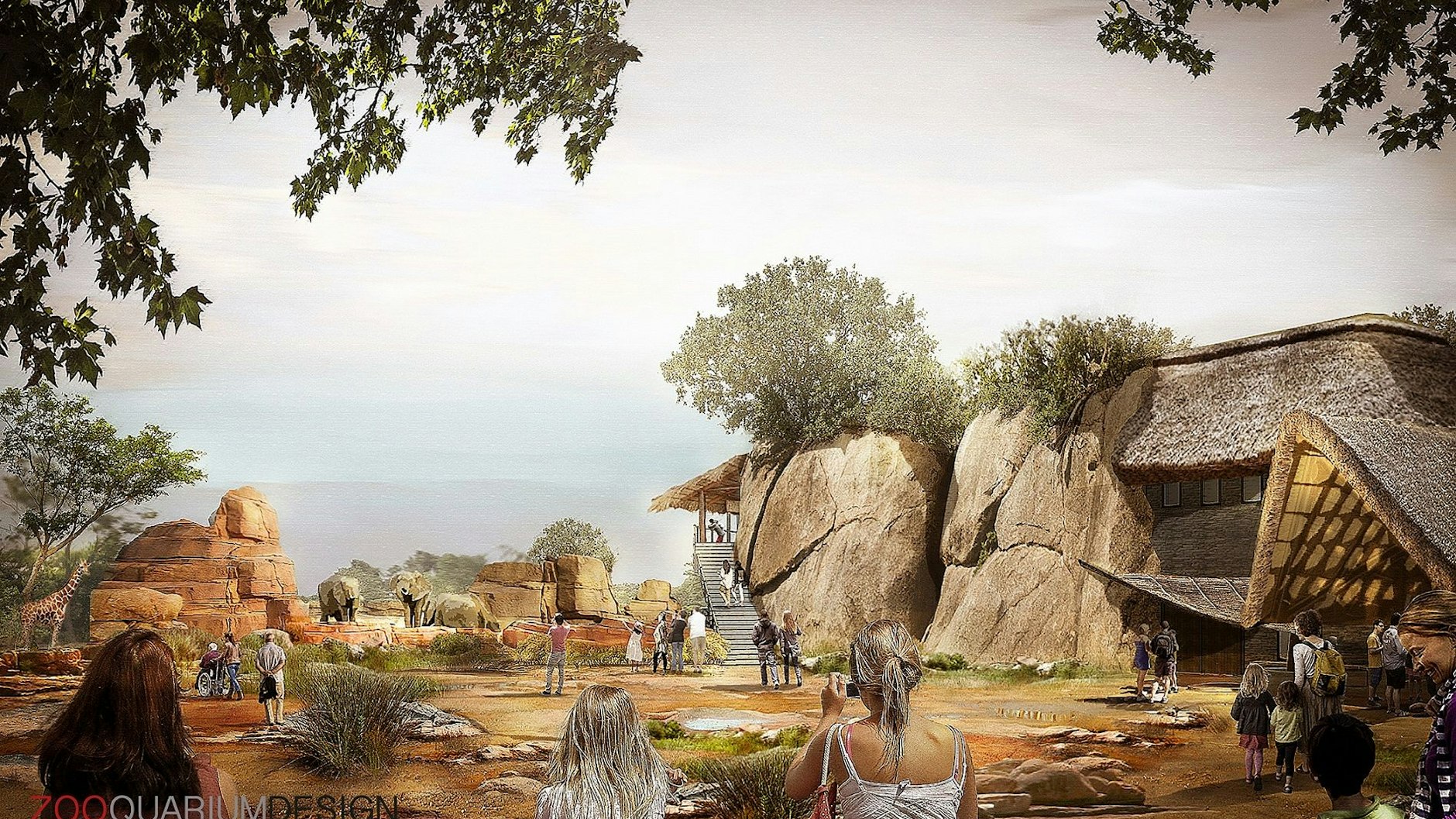 So soll die künftige Savannenlandschaft mit dem umgebauten Dickhäuterhaus im Tierpark aussehen.&nbsp;