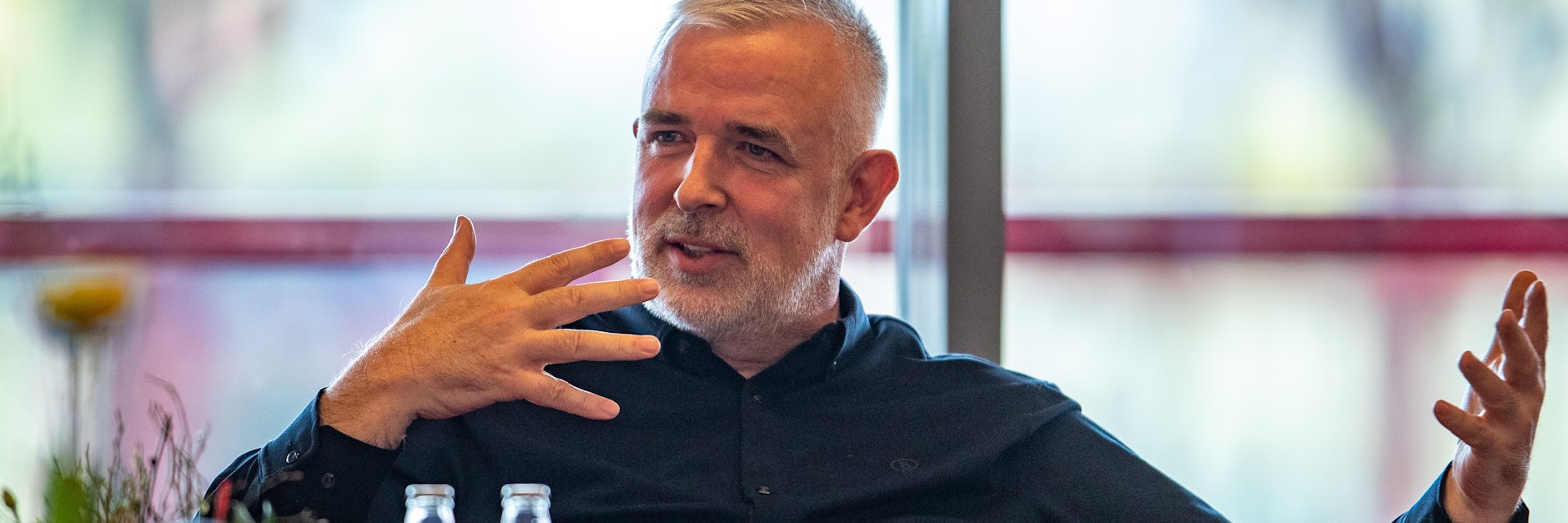 Unions Boss Dirk Zingler bei seinem Wort zum Sonntag am Freitag. 