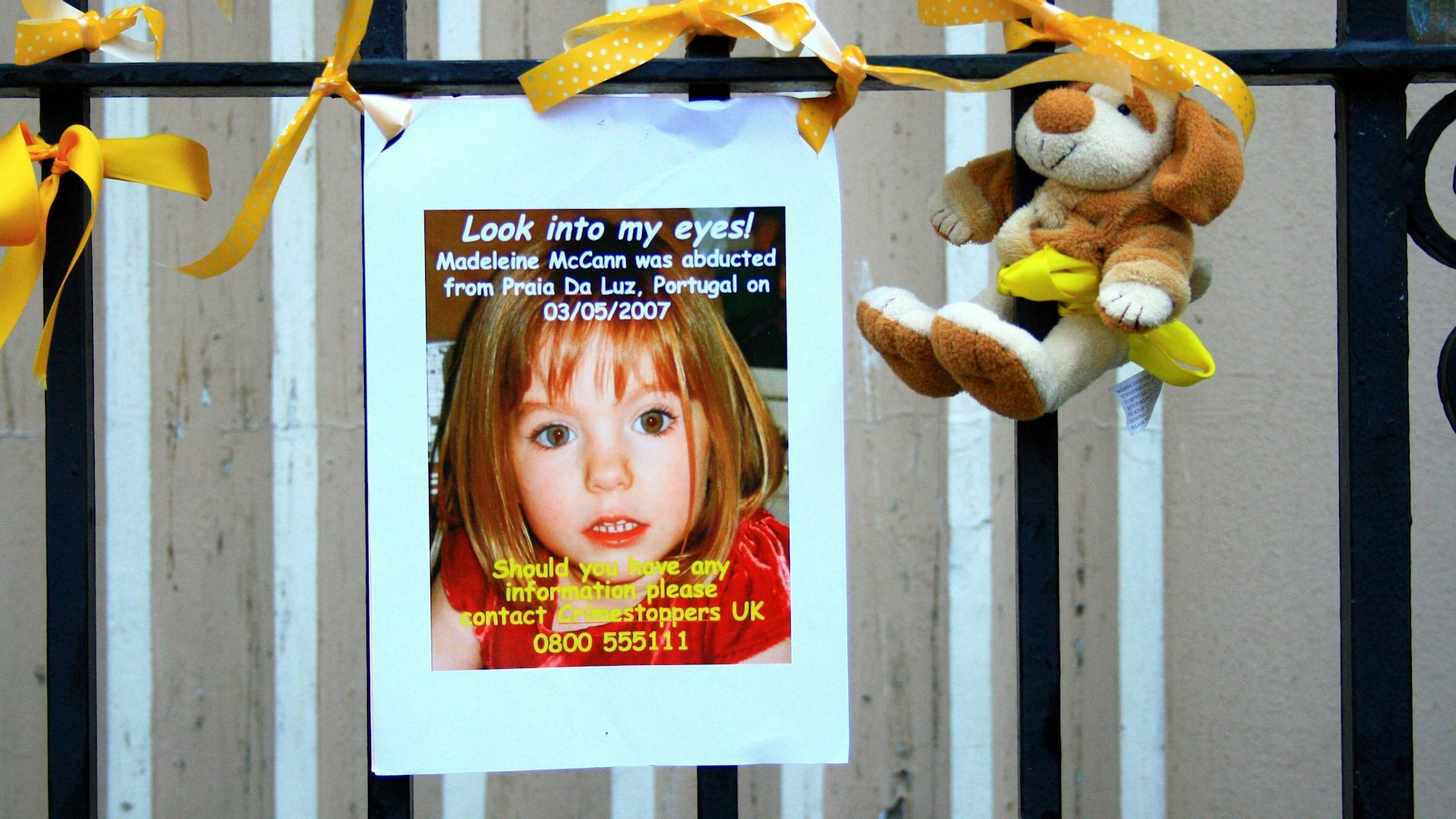 Vermisstenanzeige der entführten Madeleine McCann in Gibraltar
